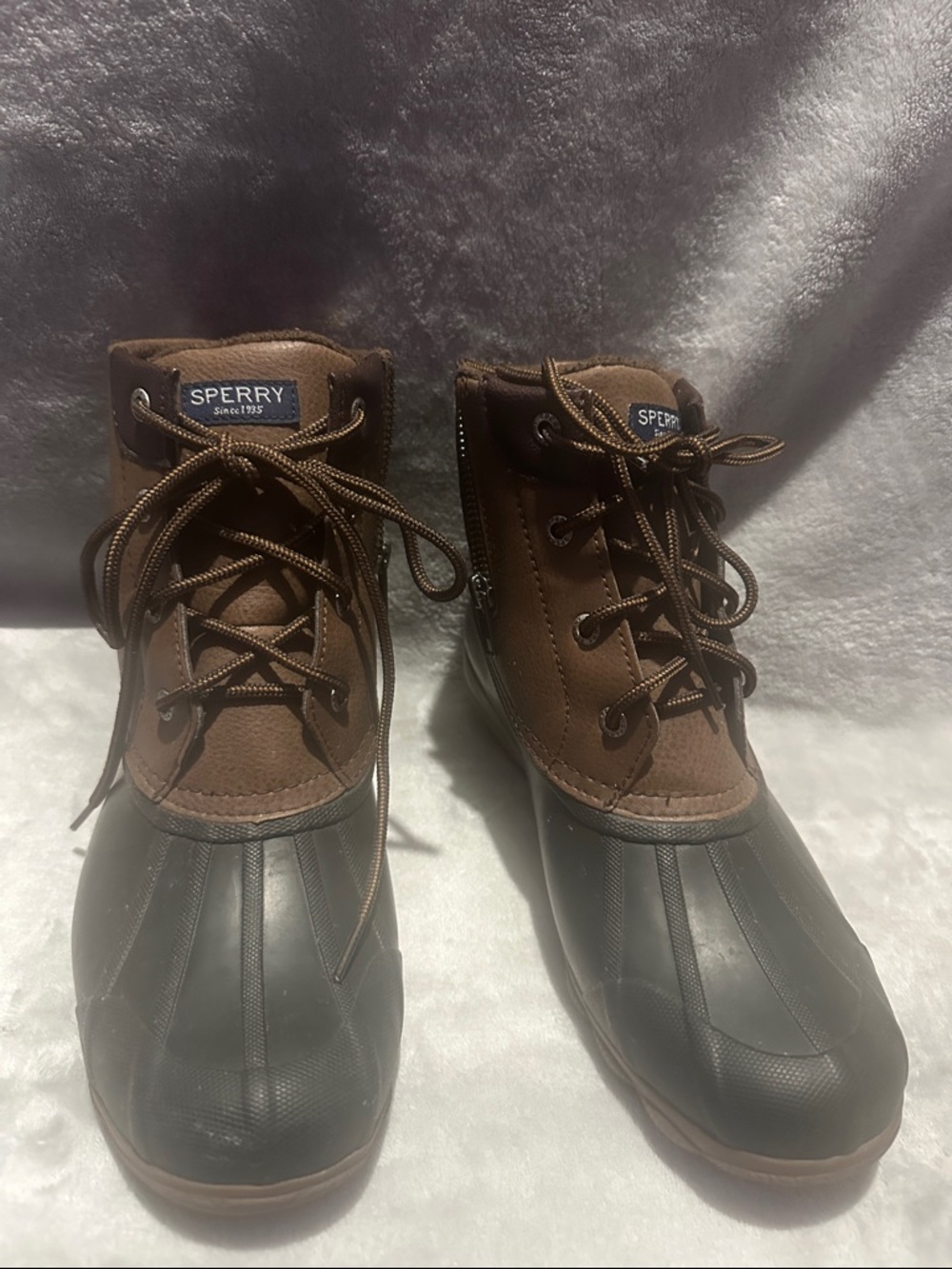 Sperry Brown Waterproof Duck Boots for Women, like new.